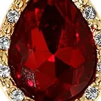 Gold Tone Red Teardrop Red Bead Chain Necklace 18"