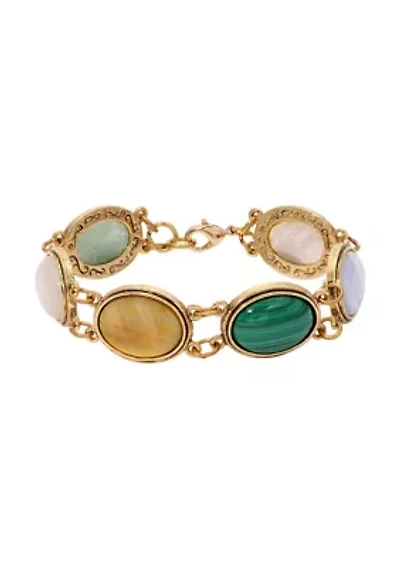Multi-Color Oval Semi-Precious Bracelet