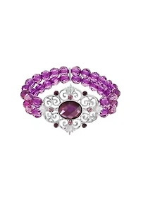 Silver-Tone Purple Stretch Bracelet