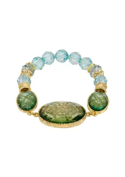 Aqua Oval Faceted Stretch Bracelet