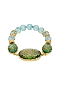 Aqua Oval Faceted Stretch Bracelet