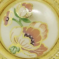 Gold Tone Flower Decal Pearl Hinge Bracelet