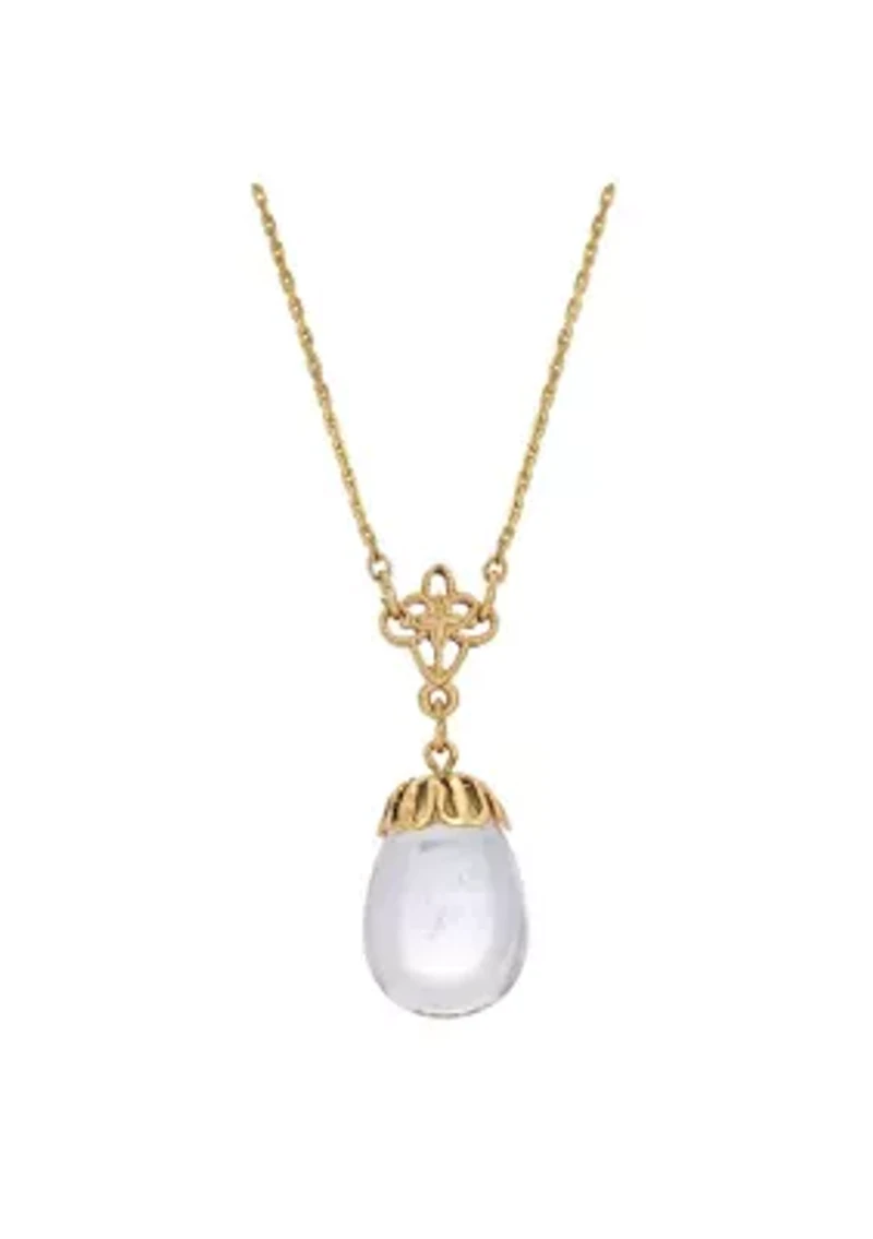 14k Gold Dipped Clear Egg Drop Necklace 16 Inch Adj