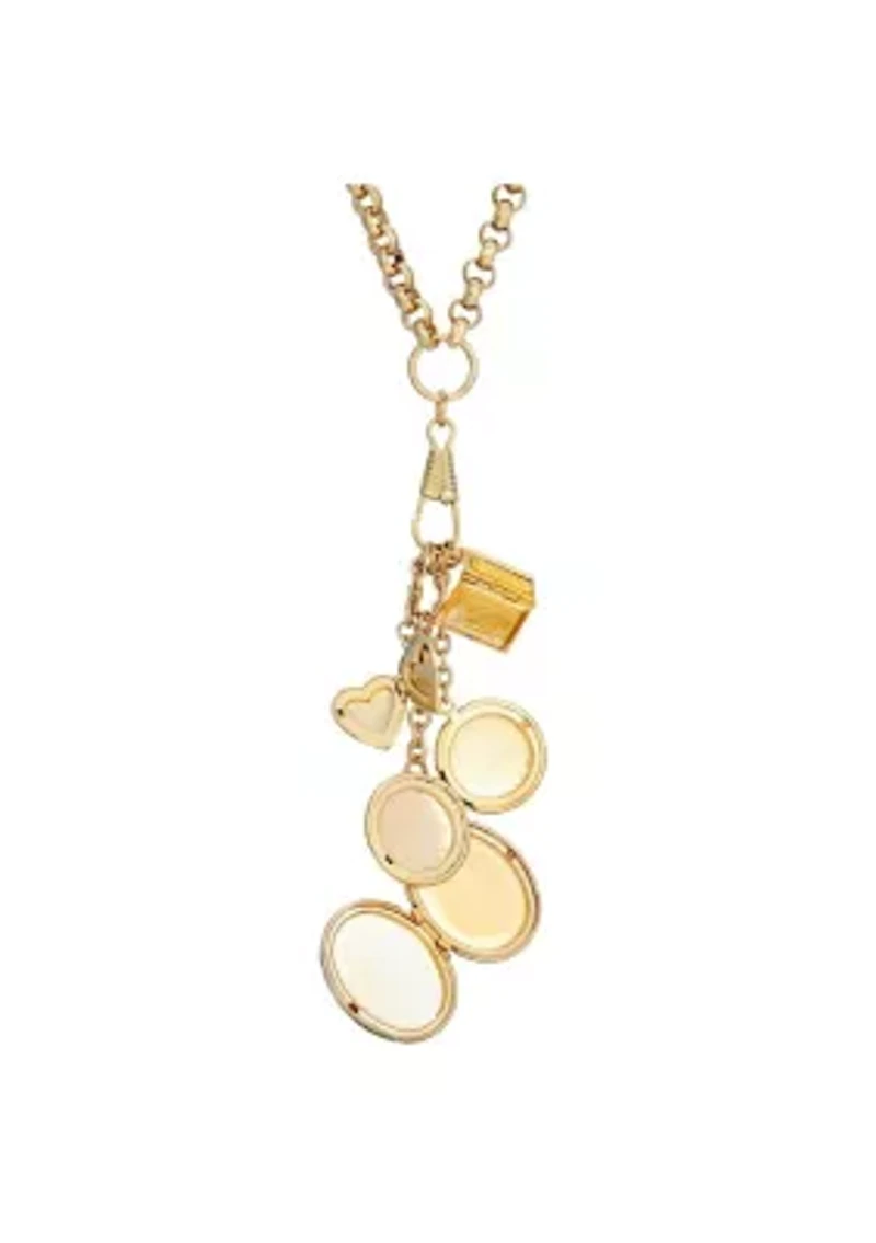 14k Gold Dipped Victorian Art Locket plus Book Heart  Lockets Necklace 28 Inch