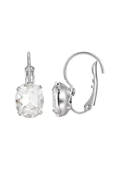 Silver-Tone Crystal Drop Earrings