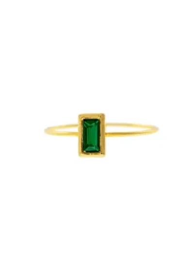 Gold-tone Rectangle Crystal Ring Size 7