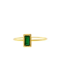 Gold-tone Rectangle Crystal Ring Size 7
