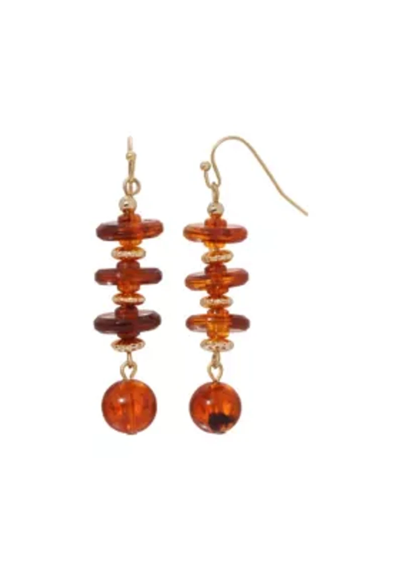 Gold Tone Tortoise Linear Earrings