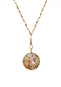 14K Gold Dipped Cameo Locket Pendant 28"