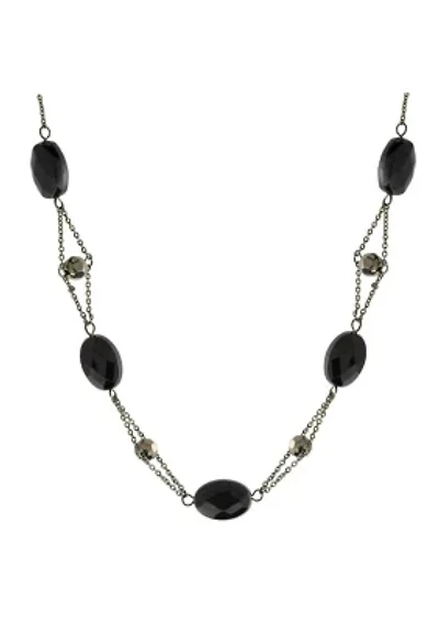 Black Tone Black Bead Strandage Necklace