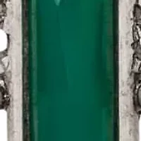 Pewter Silver Tone Green Cross 30" Necklace