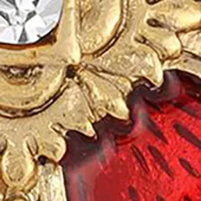 14K Gold-Dipped Crystal Red Enamel Oval Cross Cuff Links