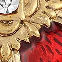 14K Gold-Dipped Crystal Red Enamel Oval Cross Cuff Links