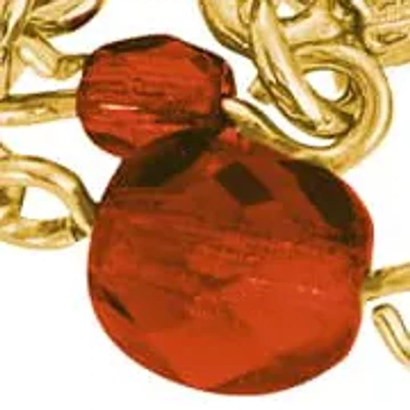 14K Gold-Dipped Red 3-Row Bead and Cross Toggle Bracelet