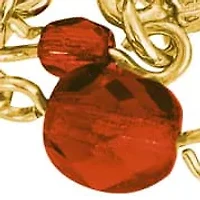 14K Gold-Dipped Red 3-Row Bead and Cross Toggle Bracelet