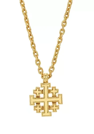 14K Gold-Dipped Jerusalem Cross Pendant Necklace - 18"