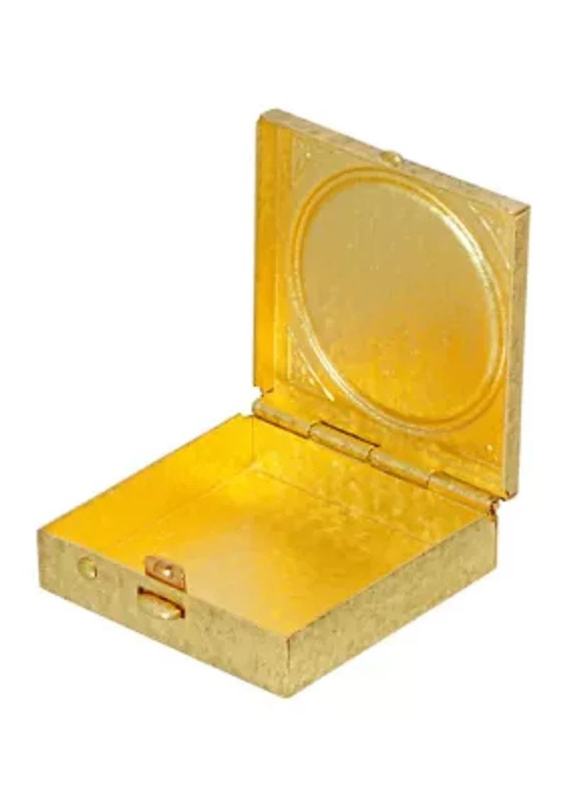 Gold Tone Square Mother and Child Pill Box