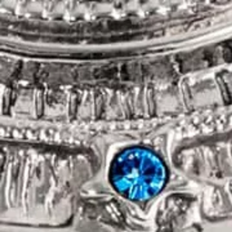 Silver Tone Blue Crystal Mary Trinket or Pill Box