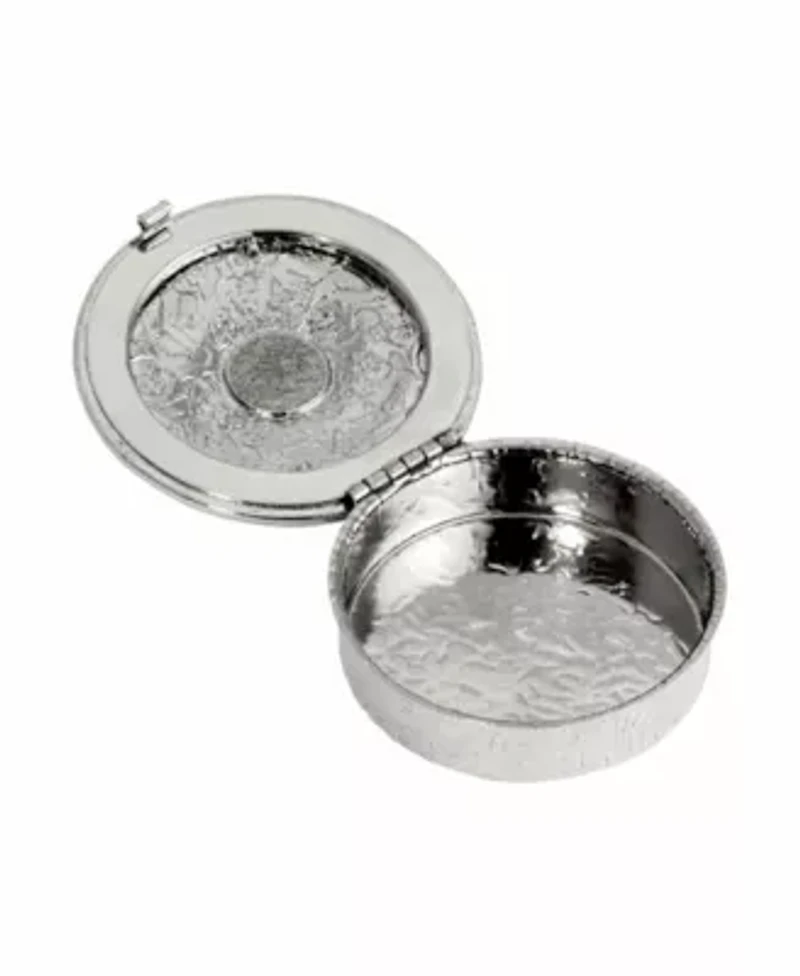 Silver Tone Blue Crystal Mary Trinket or Pill Box