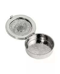 Silver Tone Blue Crystal Mary Trinket or Pill Box