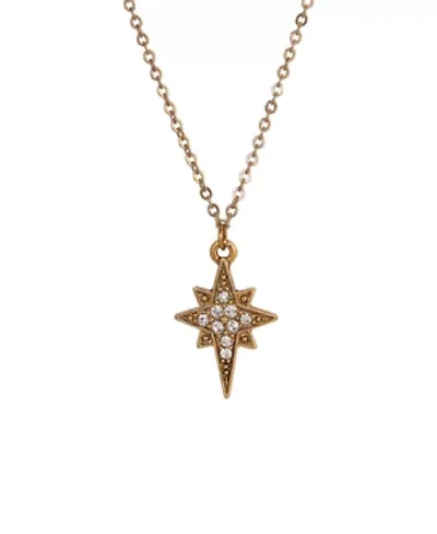 14K Gold Dipped Crystal Star of Bethlehem Necklace 16"