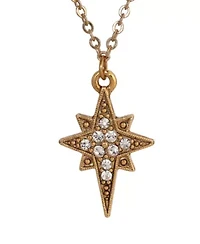14K Gold Dipped Crystal Star of Bethlehem Necklace 16"