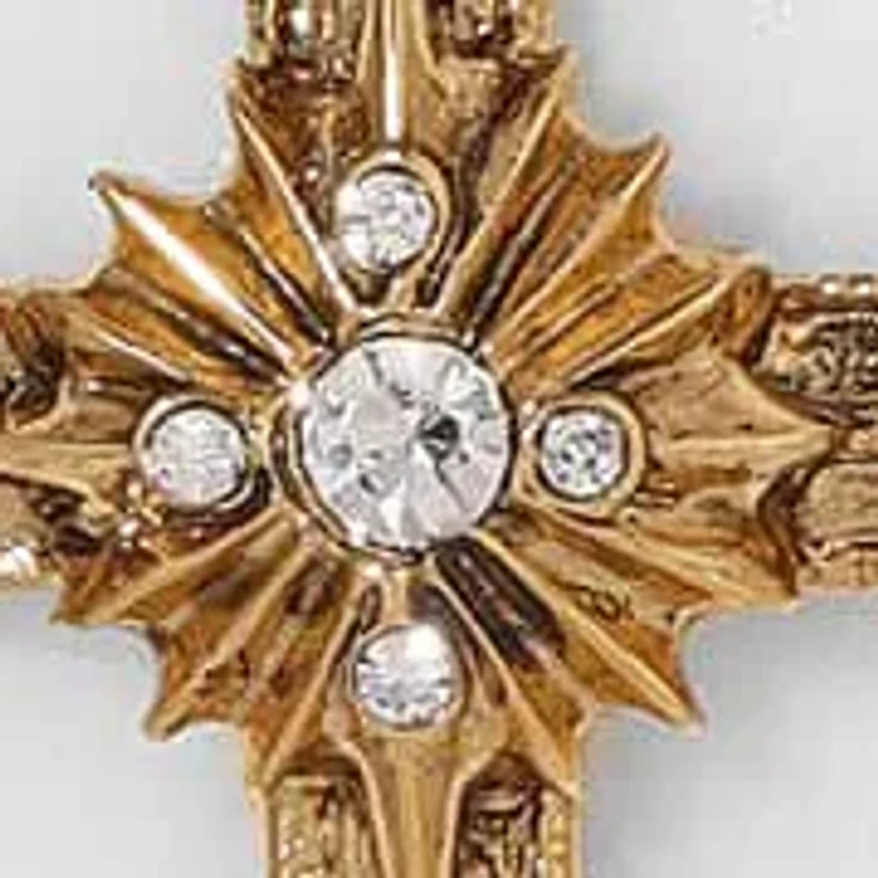 14K Gold Dipped White Quartz Crystal Cross Necklace 28"