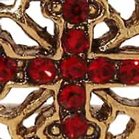 Gold Tone Red Cross Stretch Bracelet