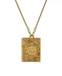 Gold Tone Psalm 23:4 Bible Locket Necklace 32"