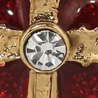 Gold Tone Red Cross Locket Necklace 18"