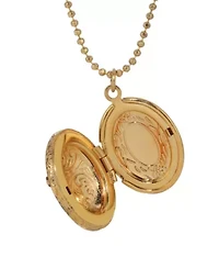 Gold Tone Red Cross Locket Necklace 18"