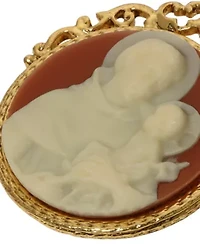 Gold Tone Round St. Anthony Cameo Brooch