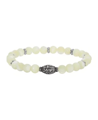 Silver Tone MOP Bead Prayer Bracelet