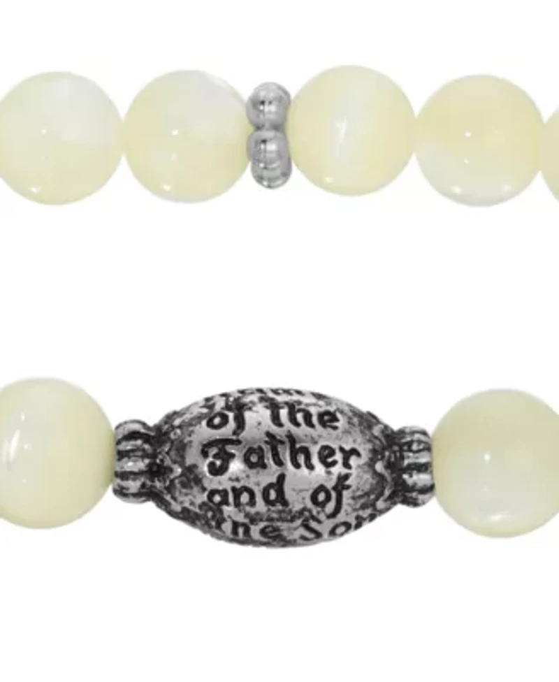 Silver Tone MOP Bead Prayer Bracelet