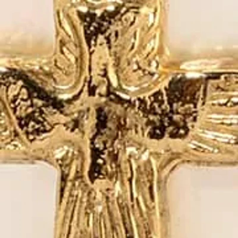Gold Tone Cross Mother Of Pearl Wire Earrings