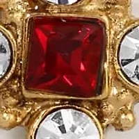 Gold Tone MOP Heart Red Crystal Cross Leverback Earrings