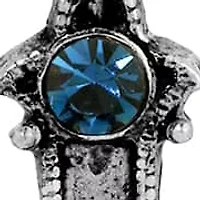 Silver Tone Crucifix Blue Crystal Necklace 16"