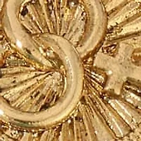 Gold Tone Two Rings and Cross Medallion Wedding Bracelet