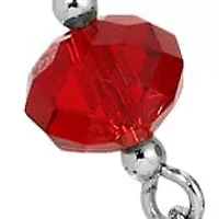 Silver Tone Crucifix Red Bead Chain Necklace 16" Adj.