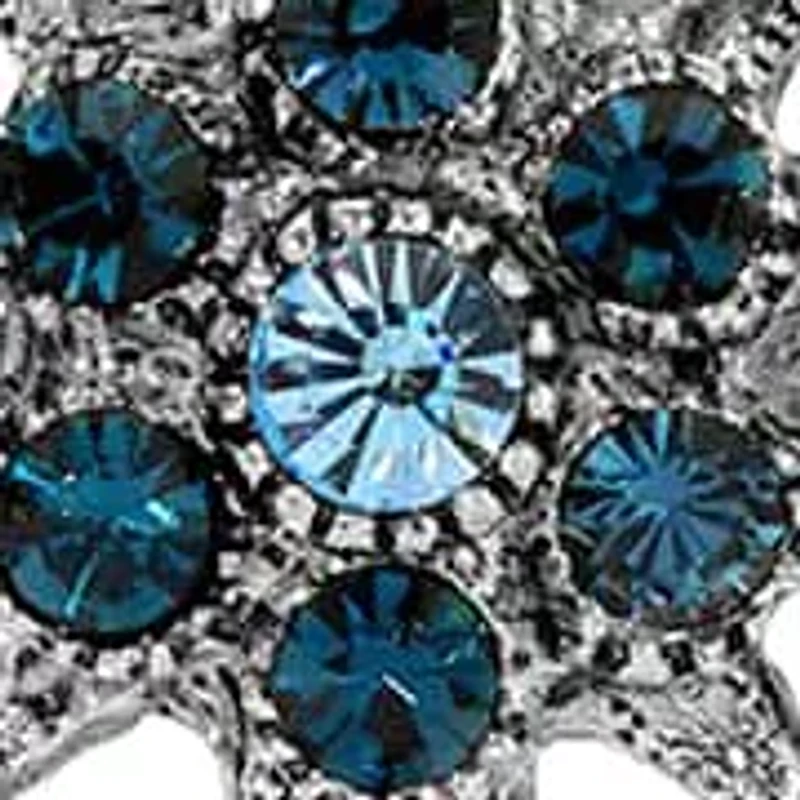 Silver Tone Cross With Blue Crystal Necklace 30"