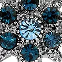 Silver Tone Cross With Blue Crystal Necklace 30"