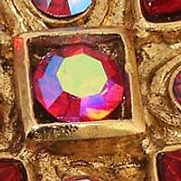 Gold Tone Red Crystal Cross Pin