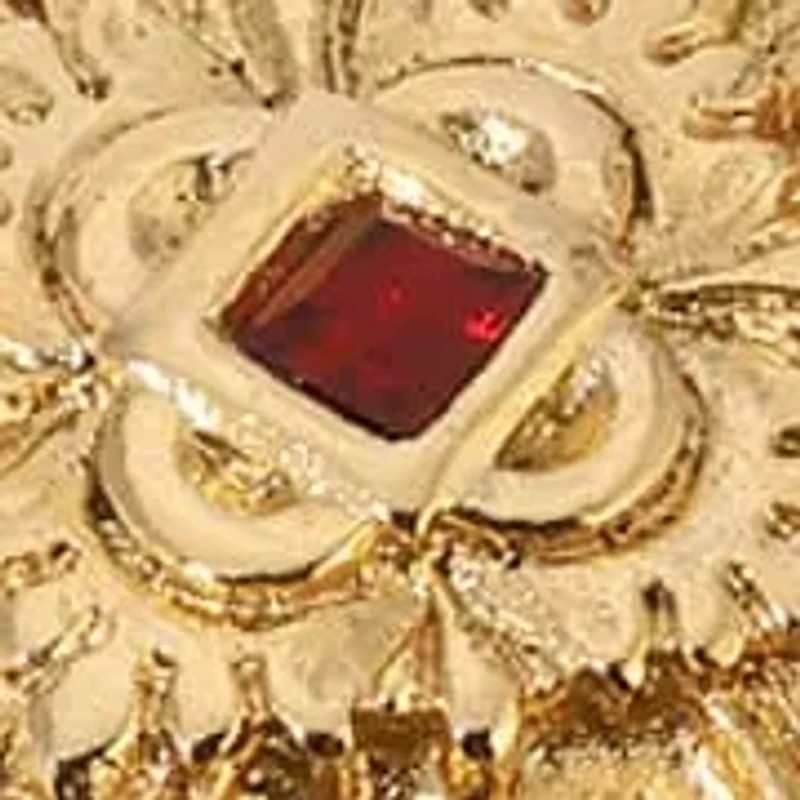 Gold Tone Garnet Cross Locket Pin