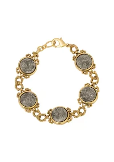 Gold & Pewter Tone Mary & Child Clasp Bracelet