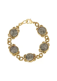 Gold & Pewter Tone Mary & Child Clasp Bracelet