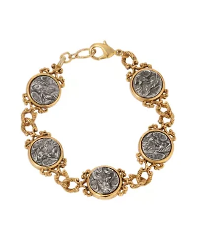 Two-tone Spiritual Motif Clasp Bracelet