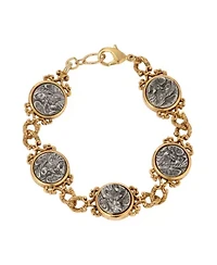 Two-tone Spiritual Motif Clasp Bracelet
