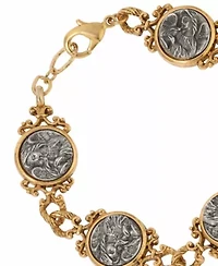 Two-tone Spiritual Motif Clasp Bracelet