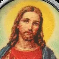 Silver Tone Oval Jesus Decal Pendant Necklace 18"