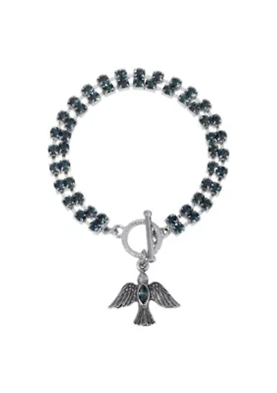 Silver Tone Crystal Dove Charm Bracelet